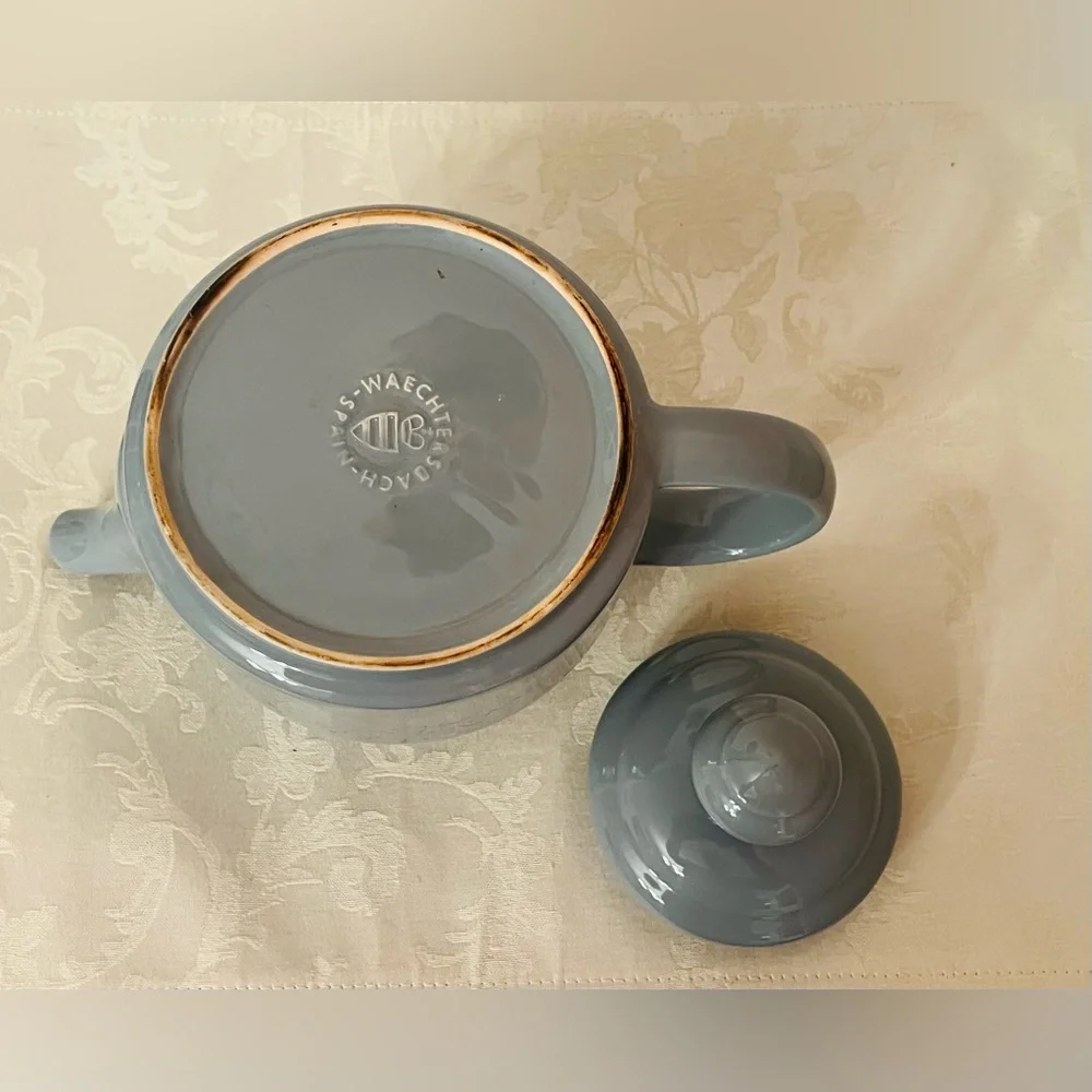 Vintage Cottagecore Waechtersbach West Germany Gray Stoneware Large Teapot